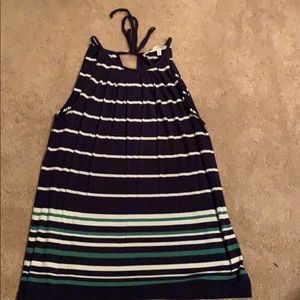 Navy green and white tank top